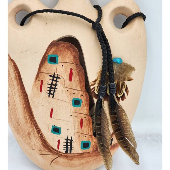 Pueblo Legend Canteen Southern Style Pottery Water Jug Handpaint Pueblo Indians - Picture 10 of 12